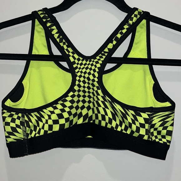 Nike-pro Sports Bra, Size M, Black and Neon Yellow, EWC - Picture 2 of 3
